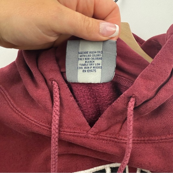 Vintage Harvard Hoodie • 2XL Maroon Embroidered Pullover by J. America - Picture 9 of 10